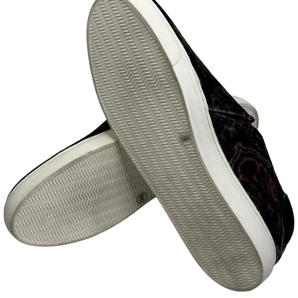 Lucky Brand Purple & Black Velvet BoHo Slip On Shoes Size 8.5 I” Thick Sole NEW